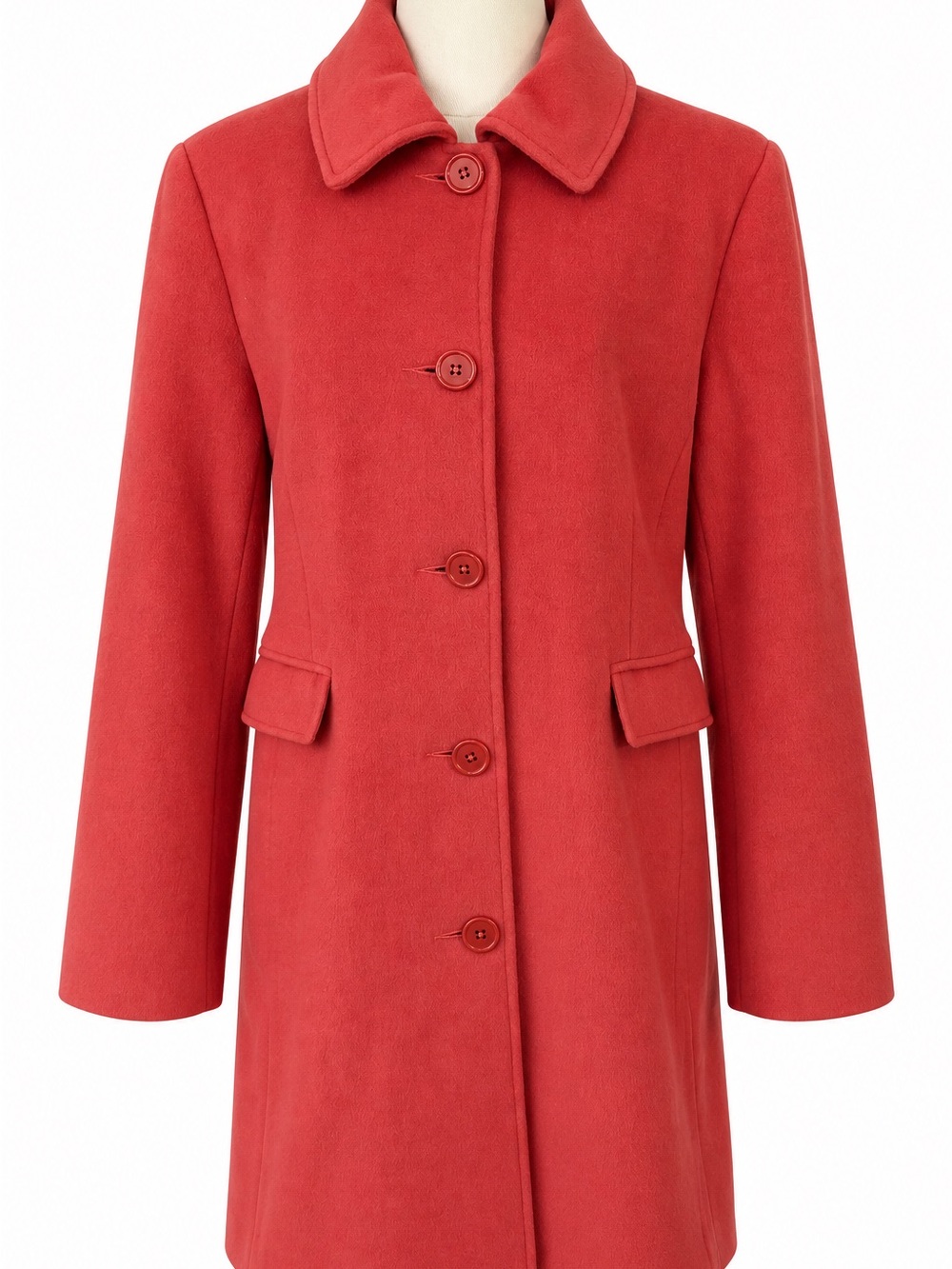 Garnet Hill Classic Dark Pink Women's Button-Front Coat